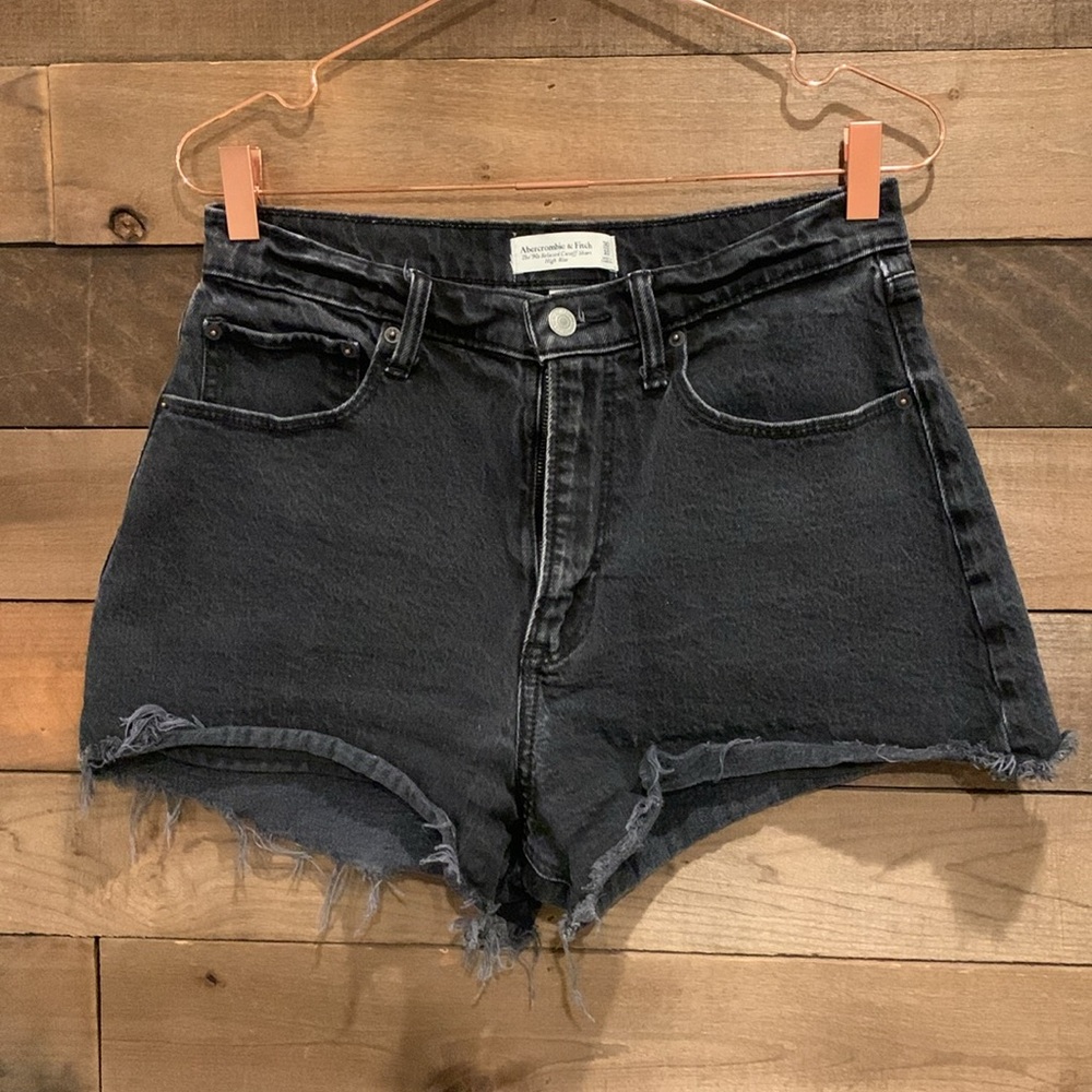 Abercrombie & Fitch Women's 90's Relaxed Cutoff High Waisted Raw Hem Shorts